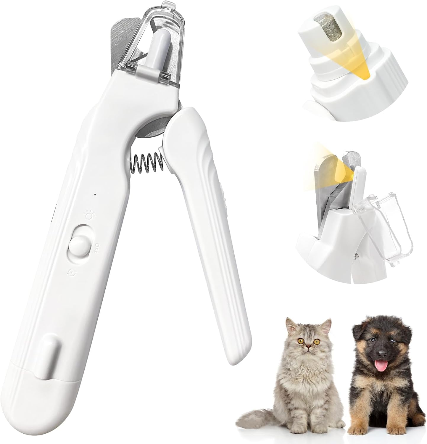 2-In-1 Dog Nail Trimmers & Dog Nail Grinder, Dog Nail Clippers with 2 LED Lights & Safety Guard, USB Rechargeable, Multiple Grinding Methods for Small, Medium, and Large Dogs & Cats (White)