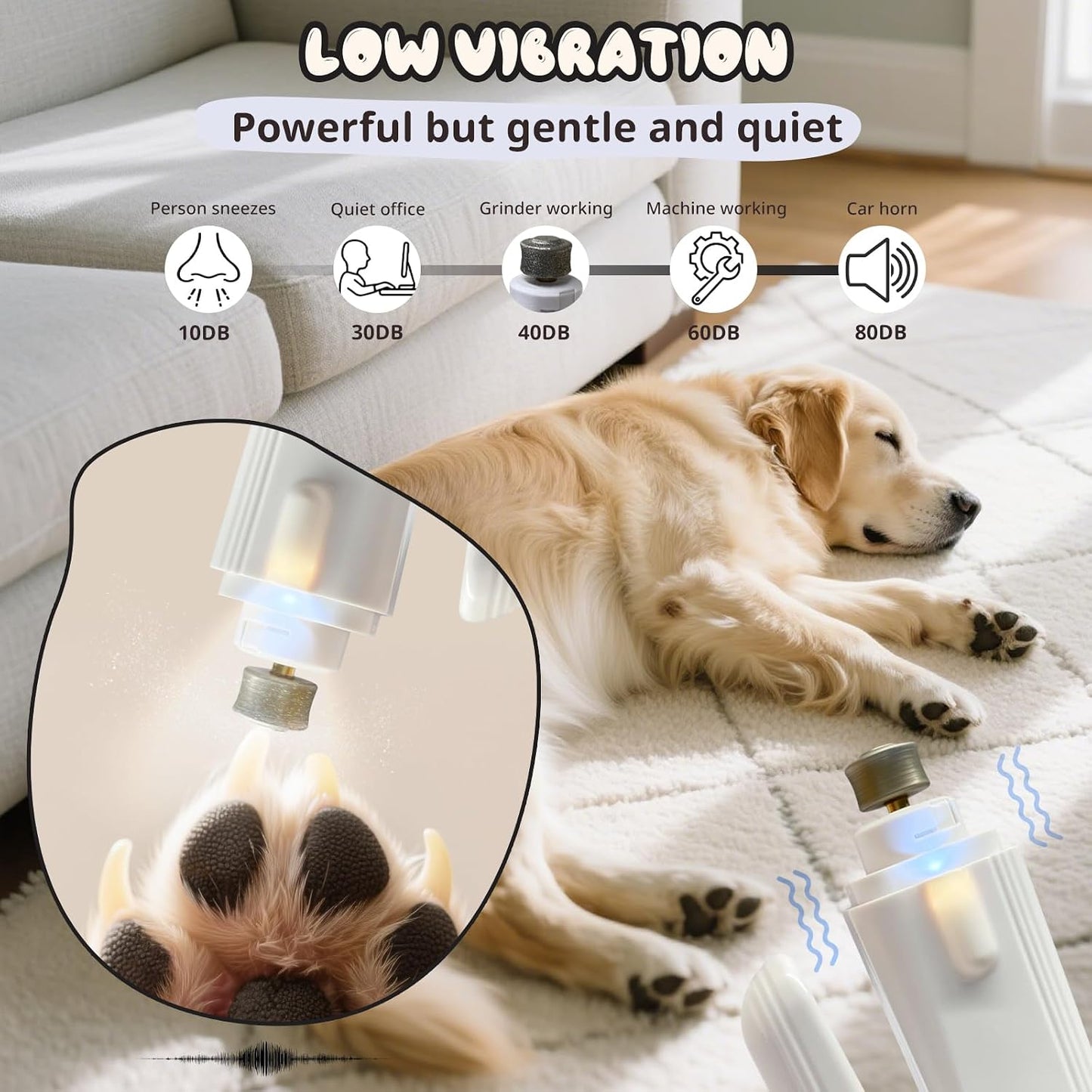 2-In-1 Dog Nail Trimmers & Dog Nail Grinder, Dog Nail Clippers with 2 LED Lights & Safety Guard, USB Rechargeable, Multiple Grinding Methods for Small, Medium, and Large Dogs & Cats (White)