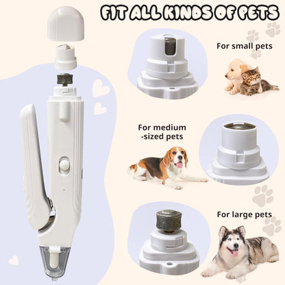 2-In-1 Dog Nail Trimmers & Dog Nail Grinder, Dog Nail Clippers with 2 LED Lights & Safety Guard, USB Rechargeable, Multiple Grinding Methods for Small, Medium, and Large Dogs & Cats (White)